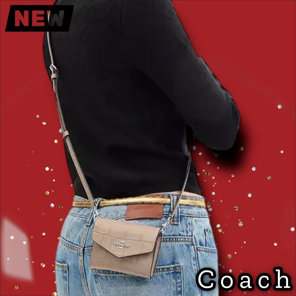 🔴NWT Coach Mini Envelope Wallet with Strap – Silver/Stone - Picture 5 of 7